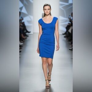 Chiara Boni Royal Blue Ruched Mini Dress Sz 42